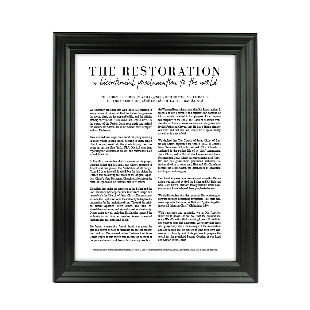 Framed Classic Restoration Proclamation - Beveled Black - LDP-ART-RST-CLASS-BVBLK