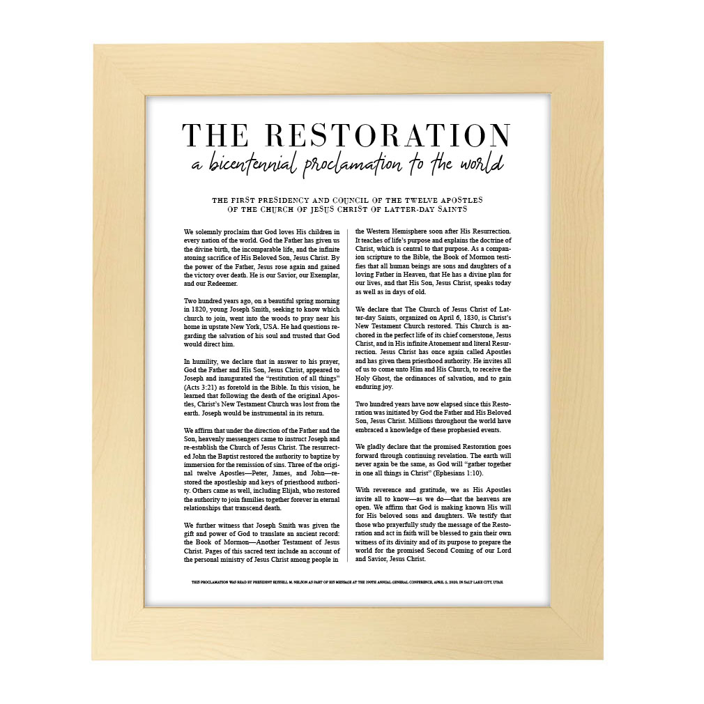Framed Classic Restoration Proclamation - Natural Finish - LDP-ART-RST-CLASS-NAT