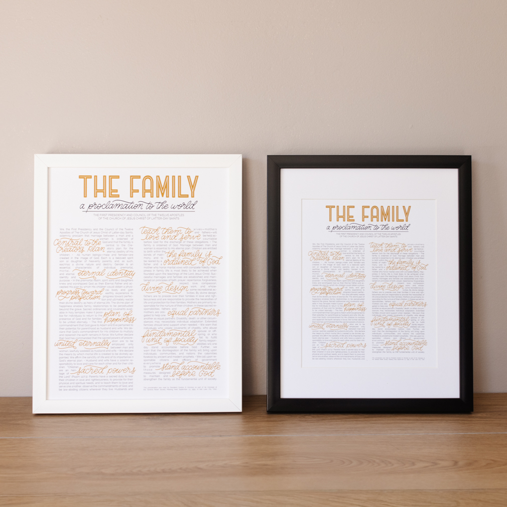 Hand-Lettered Family Proclamation - Framed/Unframed - LDP-ART-PRO-FML-HL