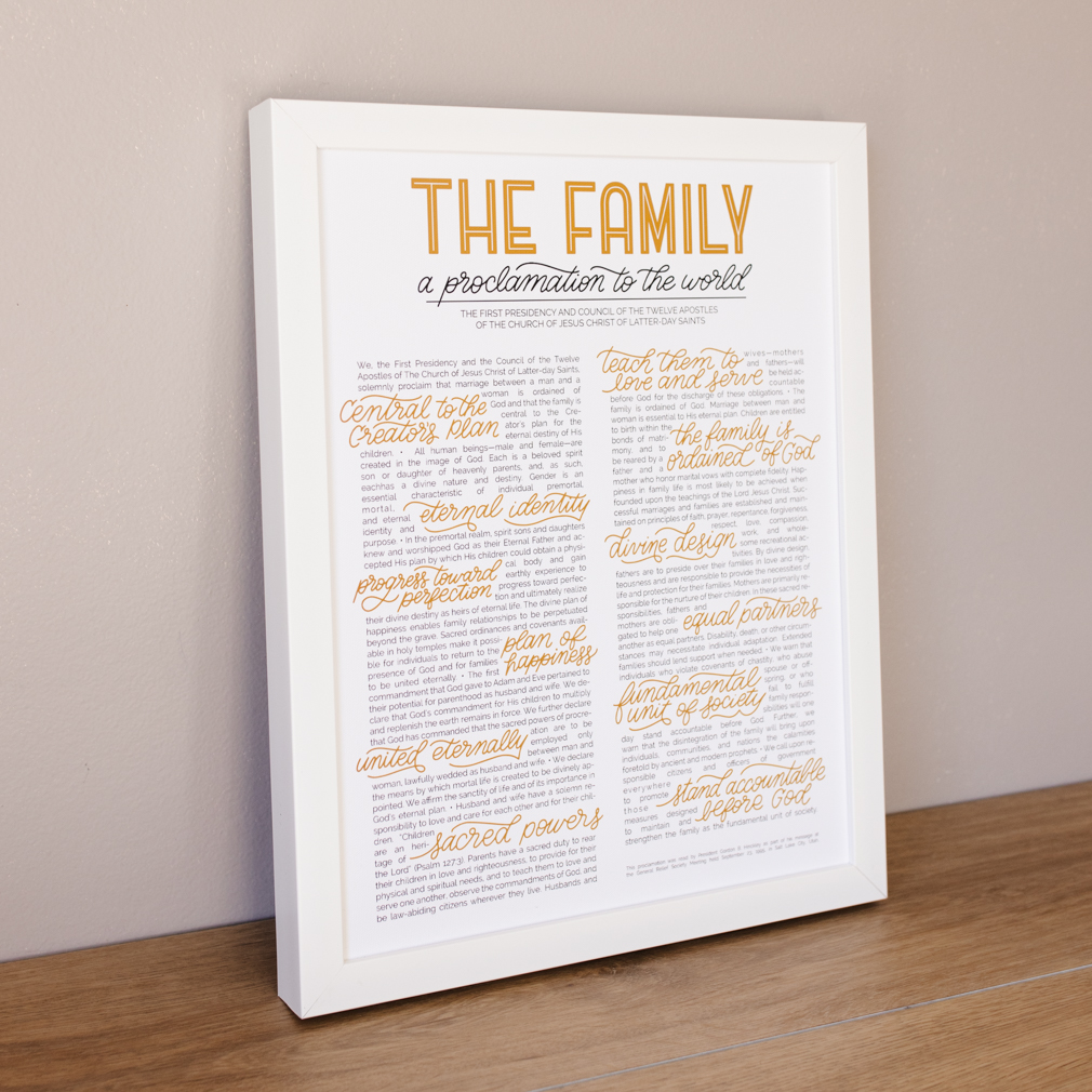 Hand-Lettered Family Proclamation - Framed/Unframed - LDP-ART-PRO-FML-HL