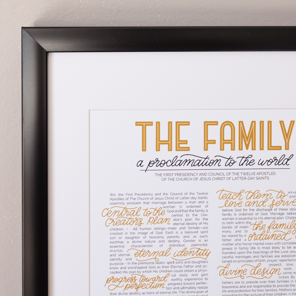 Hand-Lettered Family Proclamation - Framed/Unframed - LDP-ART-PRO-FML-HL