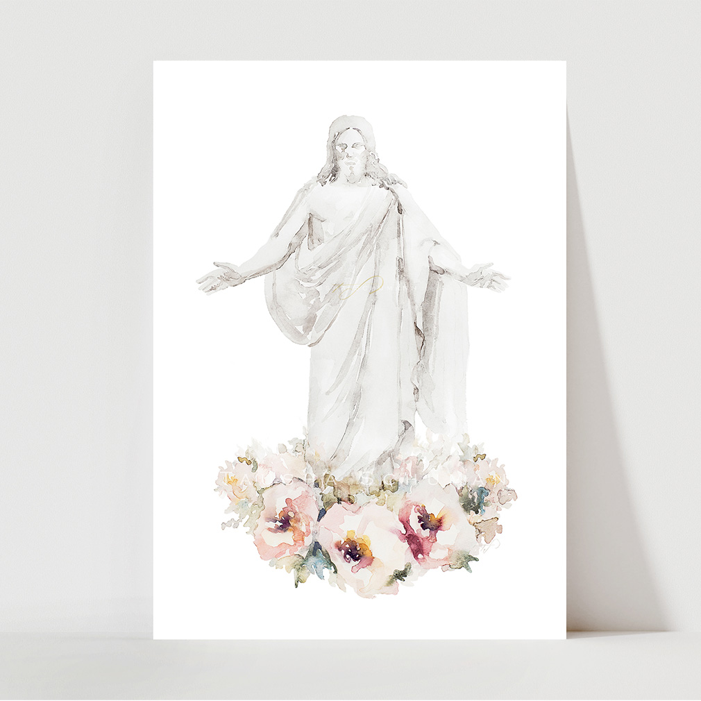 Christus with Floral Original Watercolor Print - TSA-CFW