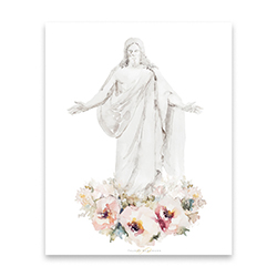 Christus with Floral Original Watercolor Print lds art, christus art, floral art, watercolor art, watercolor christus, floral christus, lds christus