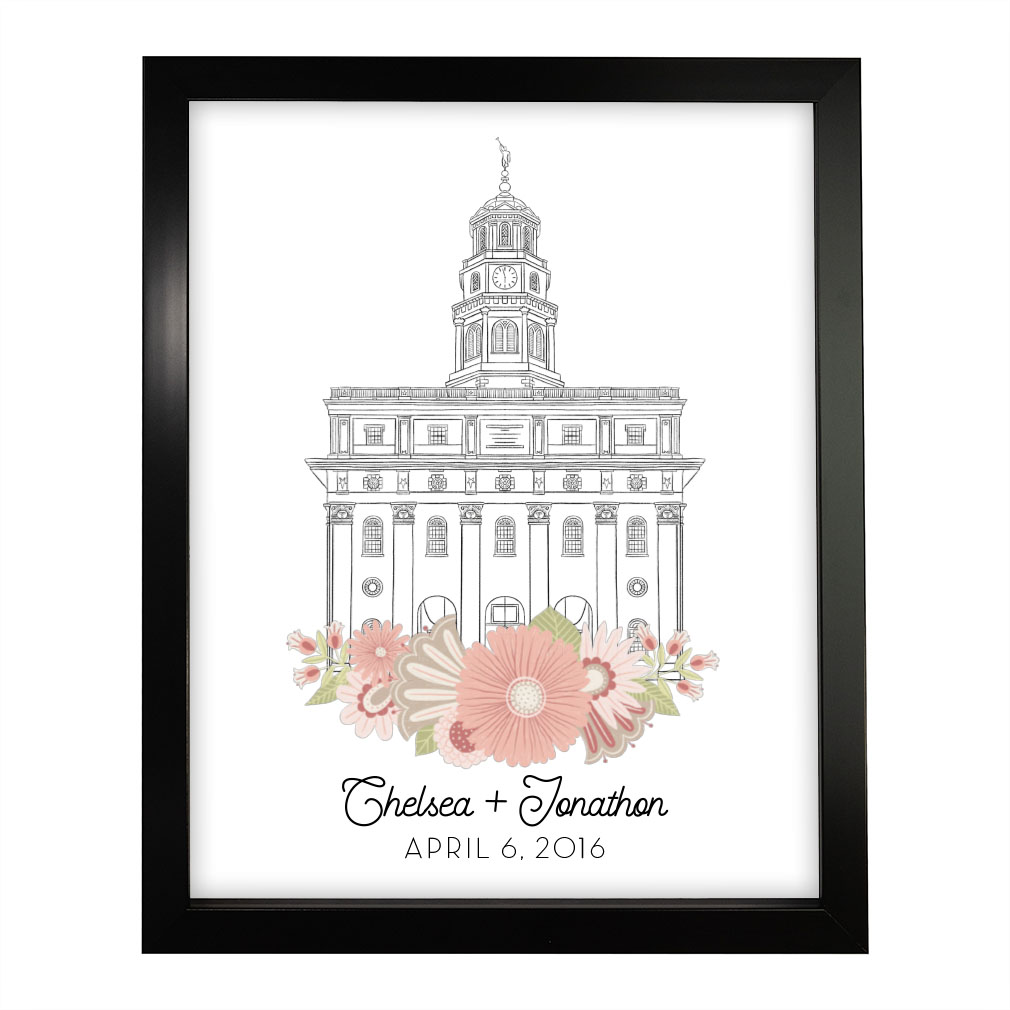 Personalized Hand-Drawn Temple Art - Framed/Unframed Wall Art - LDP-ART-T-HD