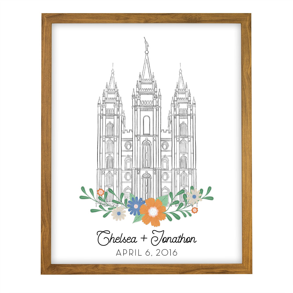 Personalized Hand-Drawn Temple Art - Framed/Unframed Wall Art - LDP-ART-T-HD