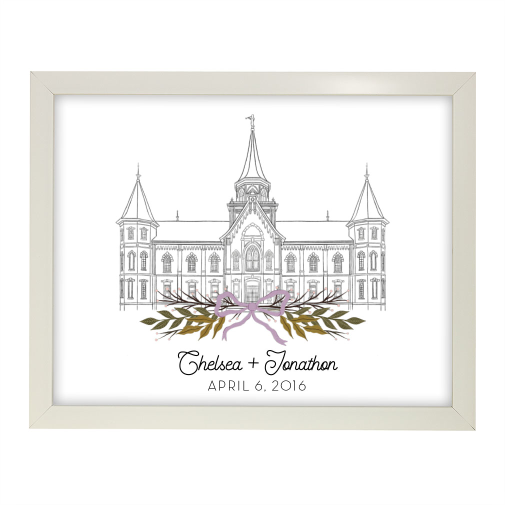 Personalized Hand-Drawn Temple Art - Framed/Unframed Wall Art - LDP-ART-T-HD