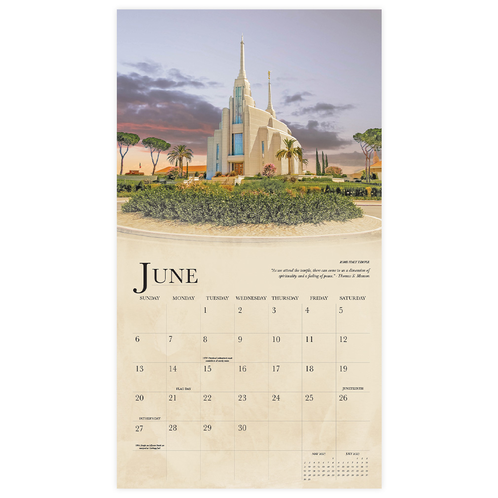 Sacred Temples 2027 Calendar - LDP-TWC-2027