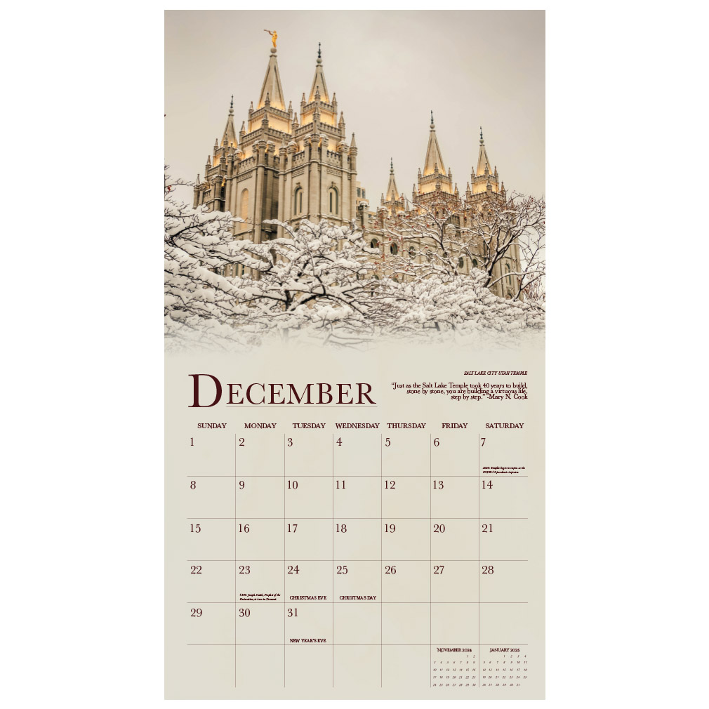 2024 Sacred Temples Calendar LDS Temple Wall Calendar