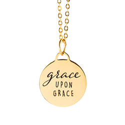 Grace Upon Grace Circle Pendant Necklace bar necklace, text necklace, 