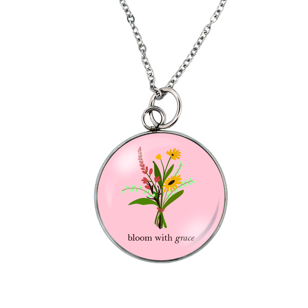 Glass Pendant Necklace - Bloom With Grace - LDP-GPN-BWG
