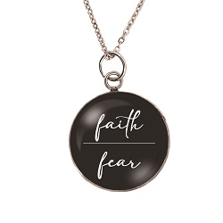 Glass Pendant Necklace - Faith Over Fear - LDP-GPN-FOF