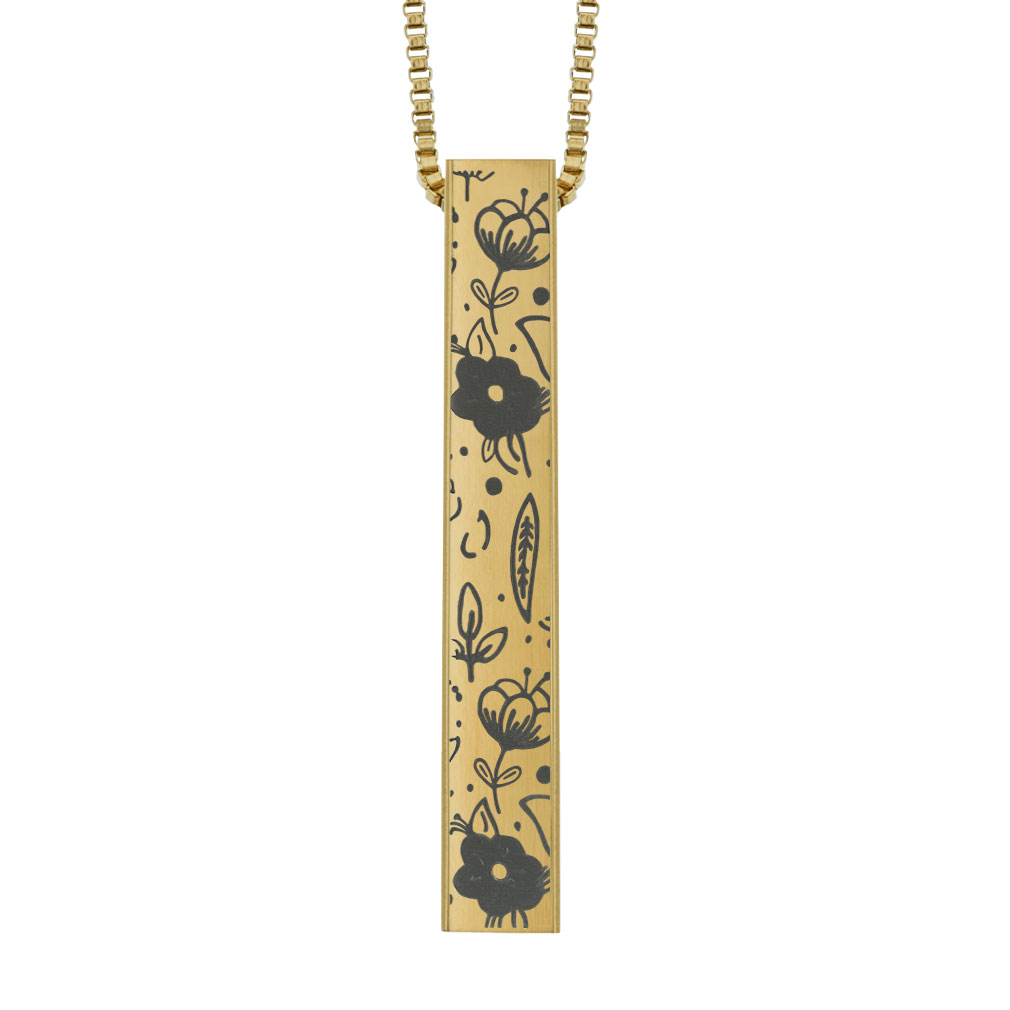 Floral Four-Sided Bar Necklace - LDP-FSBN-FLORAL