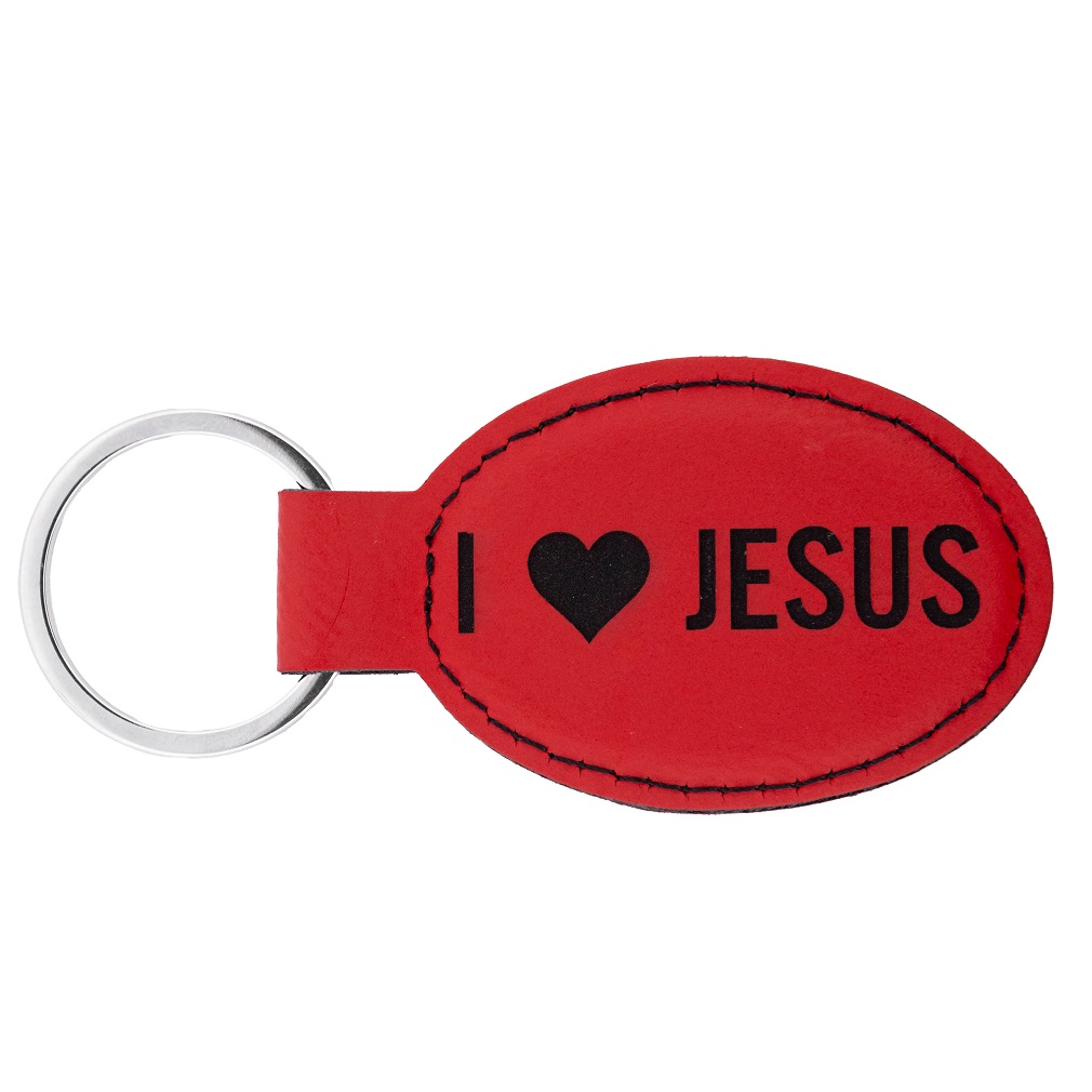 I Love Jesus & Jesus Loves Me Double-Sided Leatherette Keychain - LDP-LKC-ILJ