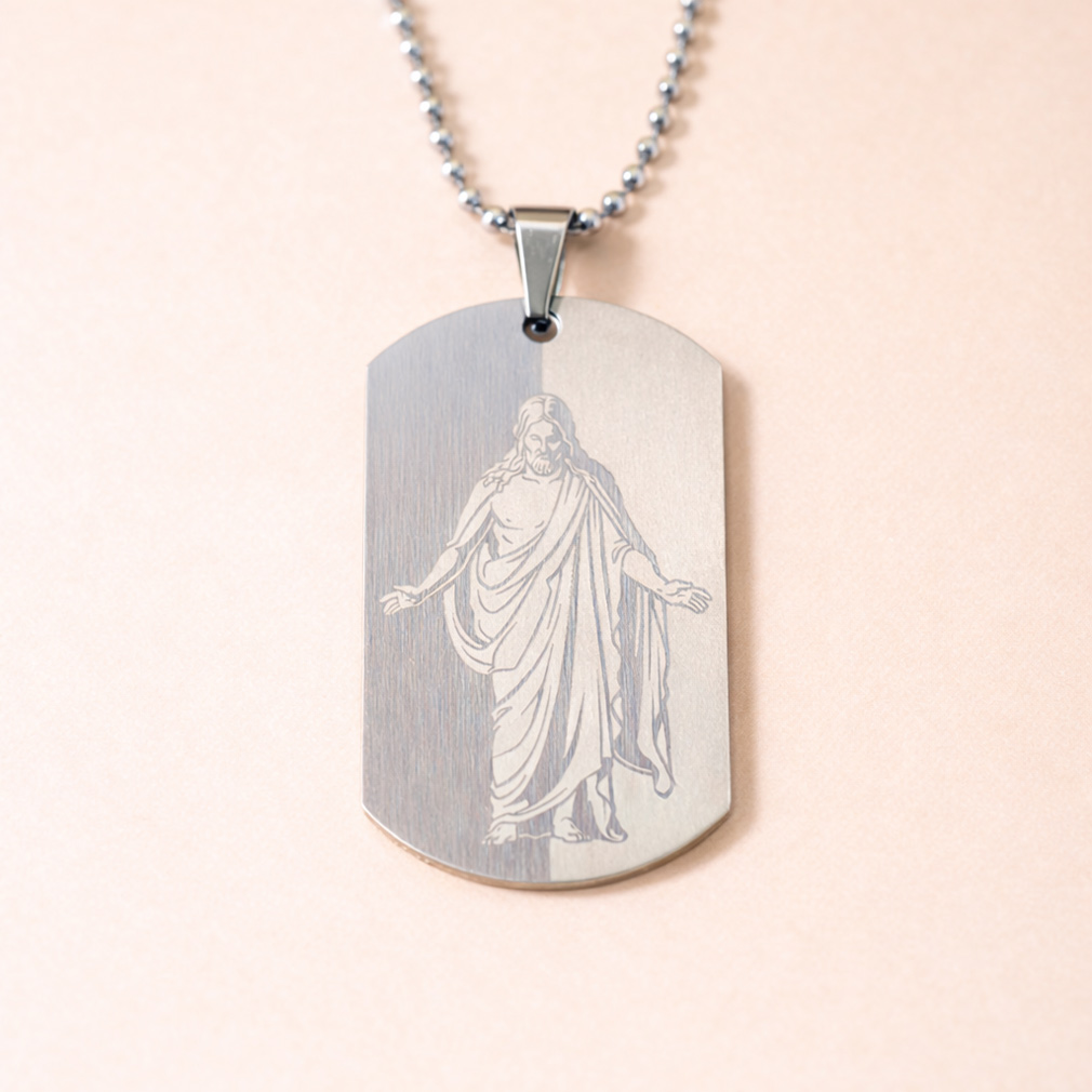 Christus Dog Tag Necklace - Silver