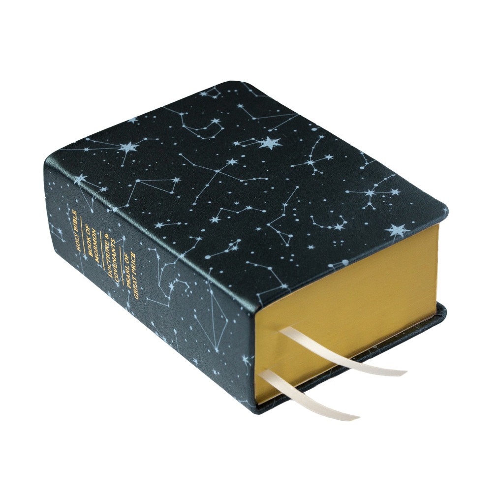 Pre-Made Hand-Bound Genuine Leather Quad - Zodiac Constellations, White Ribbons - LDP-HB-PRQ-PZM-ZC-PM-WHT