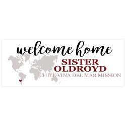Cute World Missionary Welcome Home Banner lds missionary banner, borders missionary banner, borders missionary poster, borders mission poster, state or country outline missionary banner