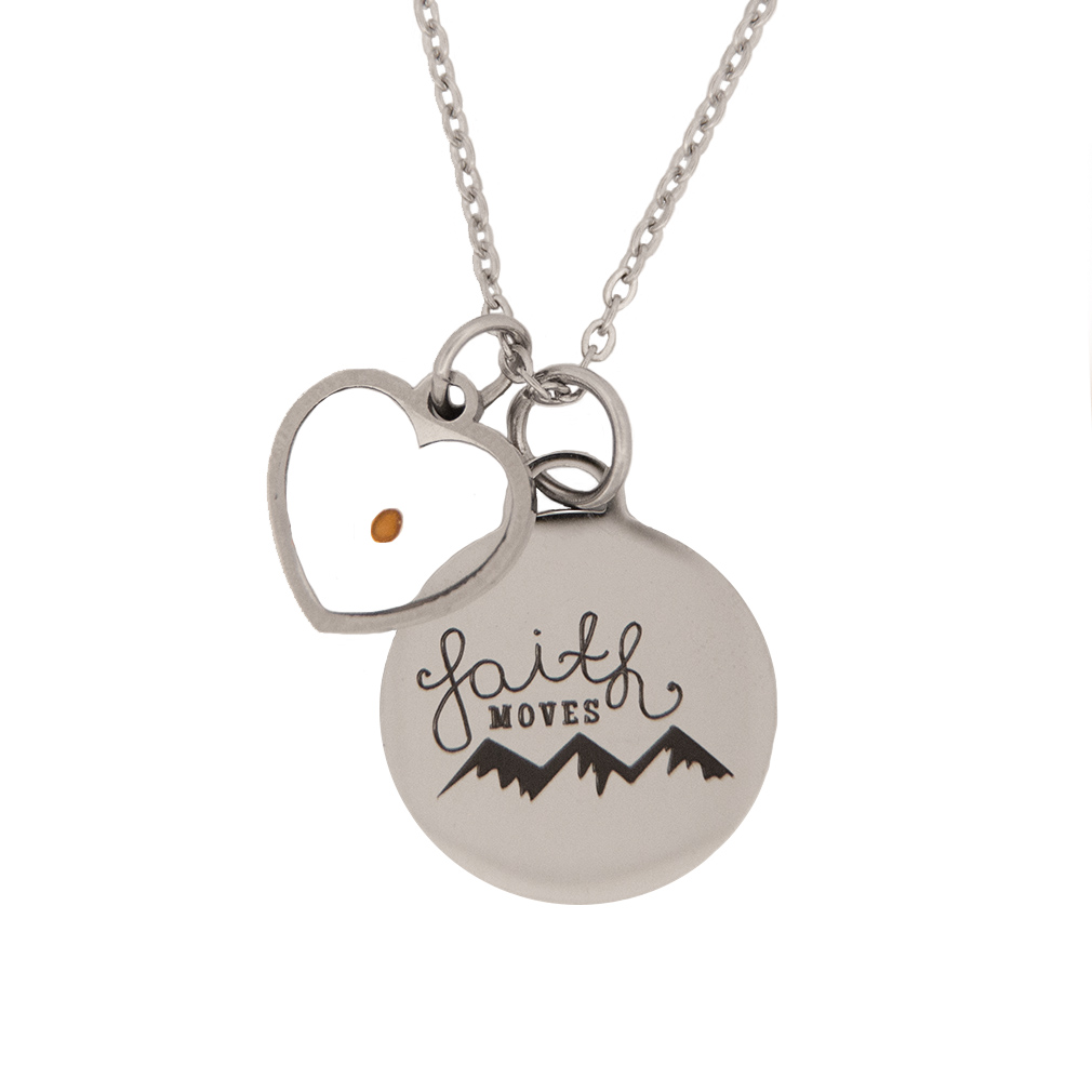Mustard Seed Heart Necklace With Charm - LDP-MSEED-HRT-CPN
