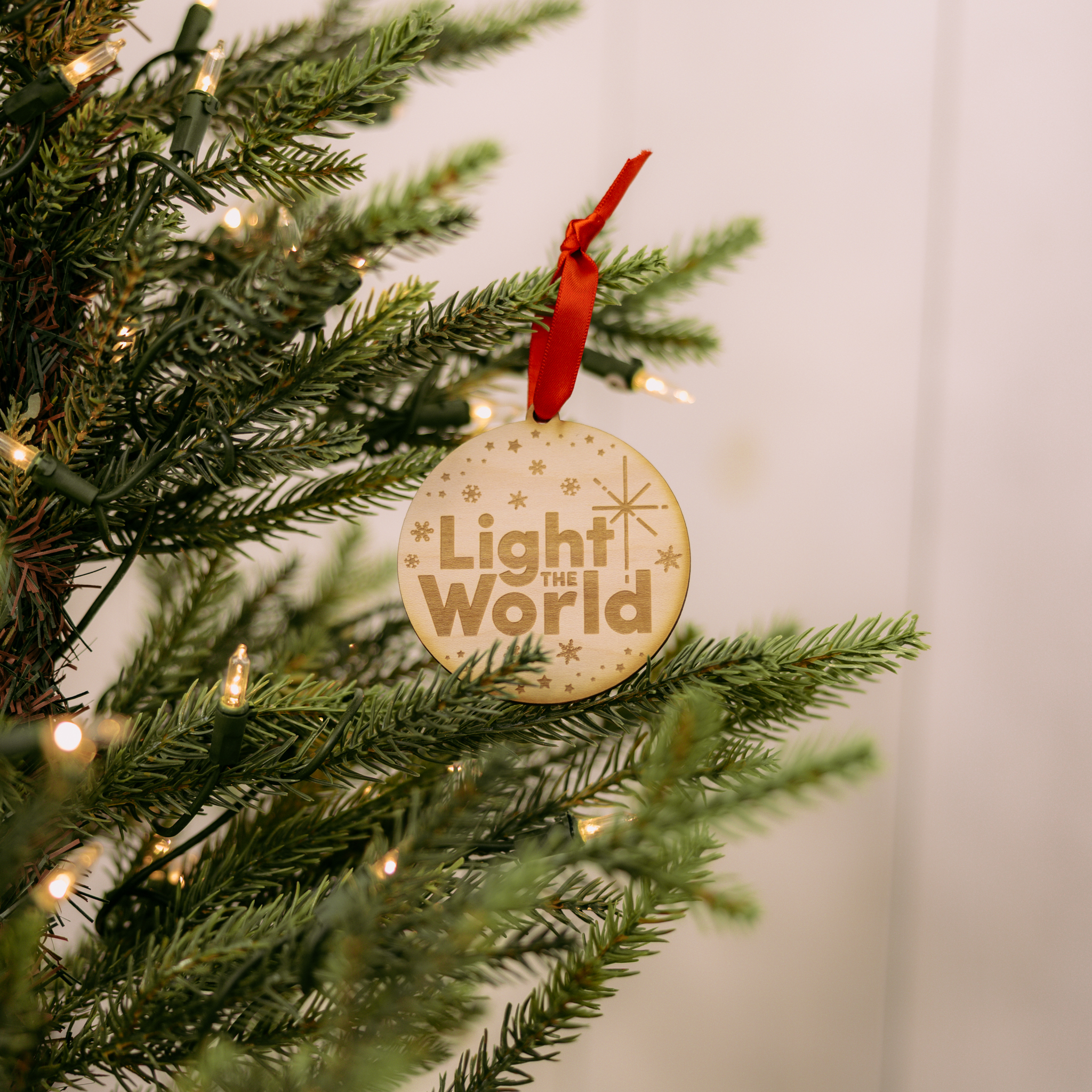 Light the World Ornament - Wood
