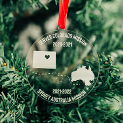 Two Mission Ornament - Acrylic lds missionary ornament, lds mission ornament