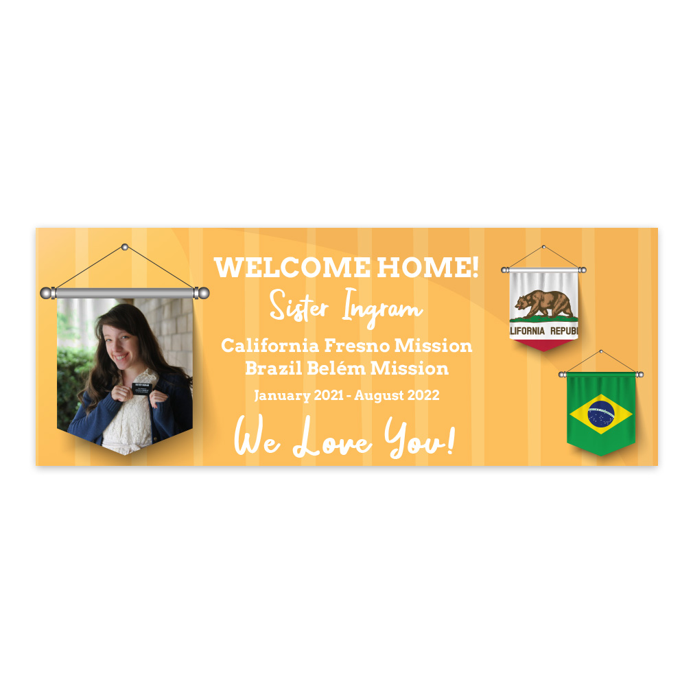 Pennant Flag Photo Missionary Welcome Home Banner - LDP-MSPST-PHOTO-PNFLG
