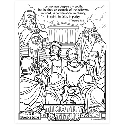 Be Thou an Example of the Believers Coloring Page - Printable come follow me coloring page, free lds coloring page, new testament coloring page, jesus coloring page,