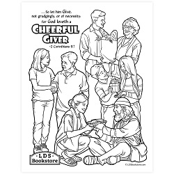 God Loveth a Cheerful Giver Coloring Page - Printable come follow me coloring page, free lds coloring page, new testament coloring page, jesus coloring page,