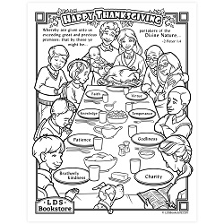 Partakers of the Divine Nature Thanksgiving Coloring Page - Printable come follow me coloring page, free lds coloring page, new testament coloring page, jesus coloring page,