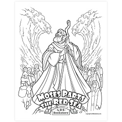 Moses Parts the Red Sea Coloring Page - Printable  come follow me coloring page, free lds coloring page, old testament coloring page, pearl of great price coloring page