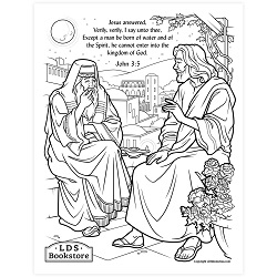 Born of Water and the Spirit Coloring Page - Printable come follow me coloring page, free lds coloring page, new testament coloring page, jesus coloring page