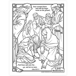 Go and Sin No More Coloring Page - Printable come follow me coloring page, free lds coloring page, new testament coloring page, jesus coloring page