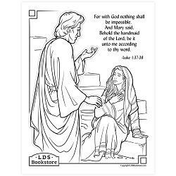 The Annunciation of Mary Coloring Page - Printable come follow me coloring page, free lds coloring page, new testament coloring page, jesus coloring page