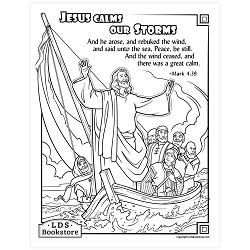 Jesus Calms Our Storms Coloring Page - Printable come follow me coloring page, free lds coloring page, new testament coloring page, jesus coloring page