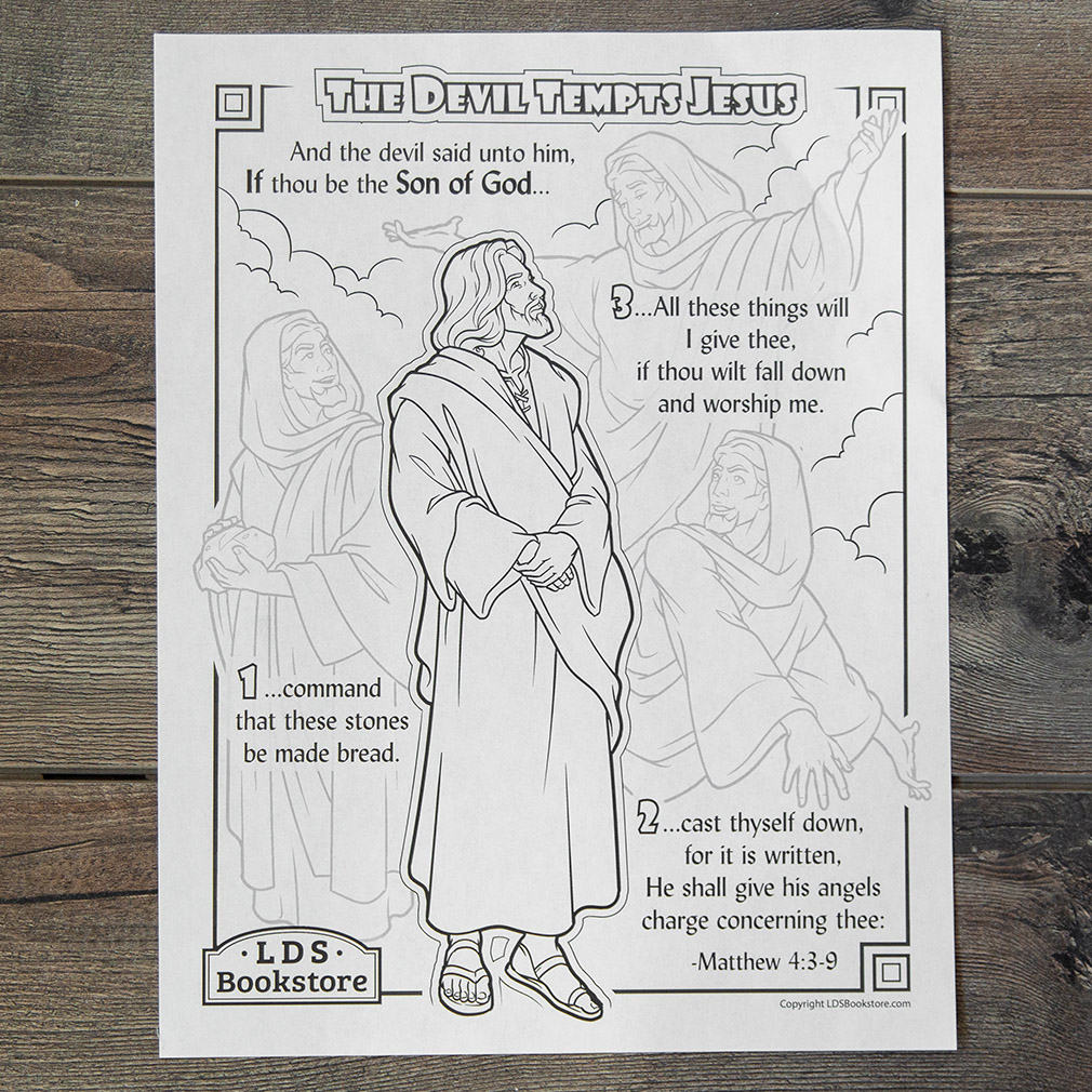 The Devil Tempts Jesus in the Wilderness Coloring Page - Printable - LDPD-PBL-COLOR-MATT4-3-9