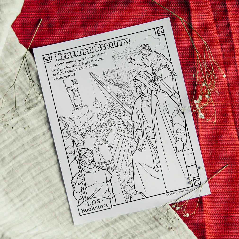 Nehemiah Rebuilds the Walls of Jerusalem Coloring Page - Printable - LDPD-PBL-COLOR-NEH6