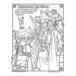 Nehemiah Rebuilds the Walls of Jerusalem Coloring Page - Printable come follow me coloring page, free lds coloring page, old testament coloring page, pearl of great price coloring page