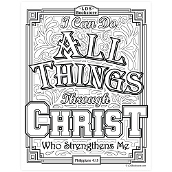I Can Do All Things Through Christ Coloring Page - Printable come follow me coloring page, free lds coloring page, new testament coloring page, jesus coloring page,