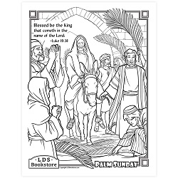 Jesus Triumphal Entry Into Jerusalem Coloring Page - Printable  come follow me coloring page, free lds coloring page, new testament coloring page, jesus coloring page, easter coloring page, palm sunday