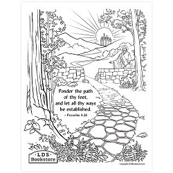 Ponder the Path of Thy Feet Coloring Page - Printable come follow me coloring page, free lds coloring page, old testament coloring page, pearl of great price coloring page