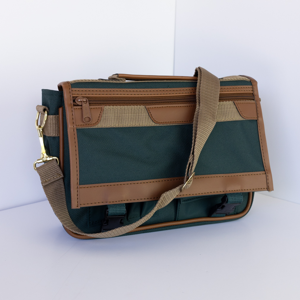 Scripture Messenger Bag - Green & Tan - PCM-SC50GR