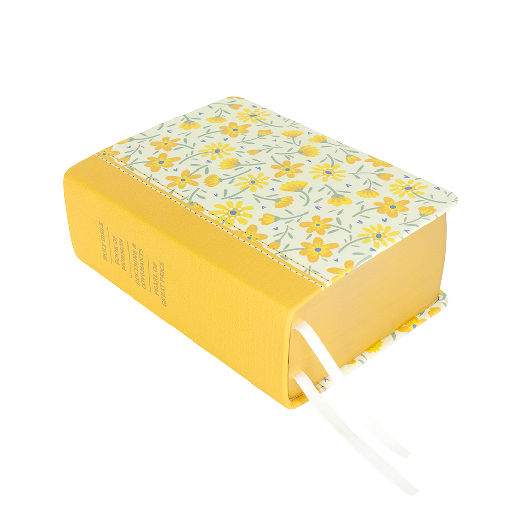 Hand-Bound Genuine Leather Quad - Buttercup Bouquet - LDP-HB-PRQ-WHT-BUB
