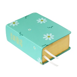 Pre-Made Hand-Bound Genuine Leather Quad - Daisy Dreams on Light Turquoise