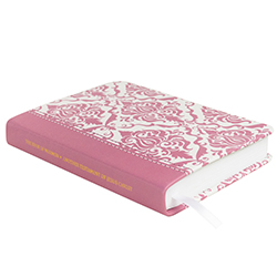 Hand-Bound Genuine Leather Book of Mormon - Pink Chandelier pink scriptures, pink pattern, chandelier pattern, pink chandelier, pattern scriptures, patterned scriptures, lds scriptures, scriptures