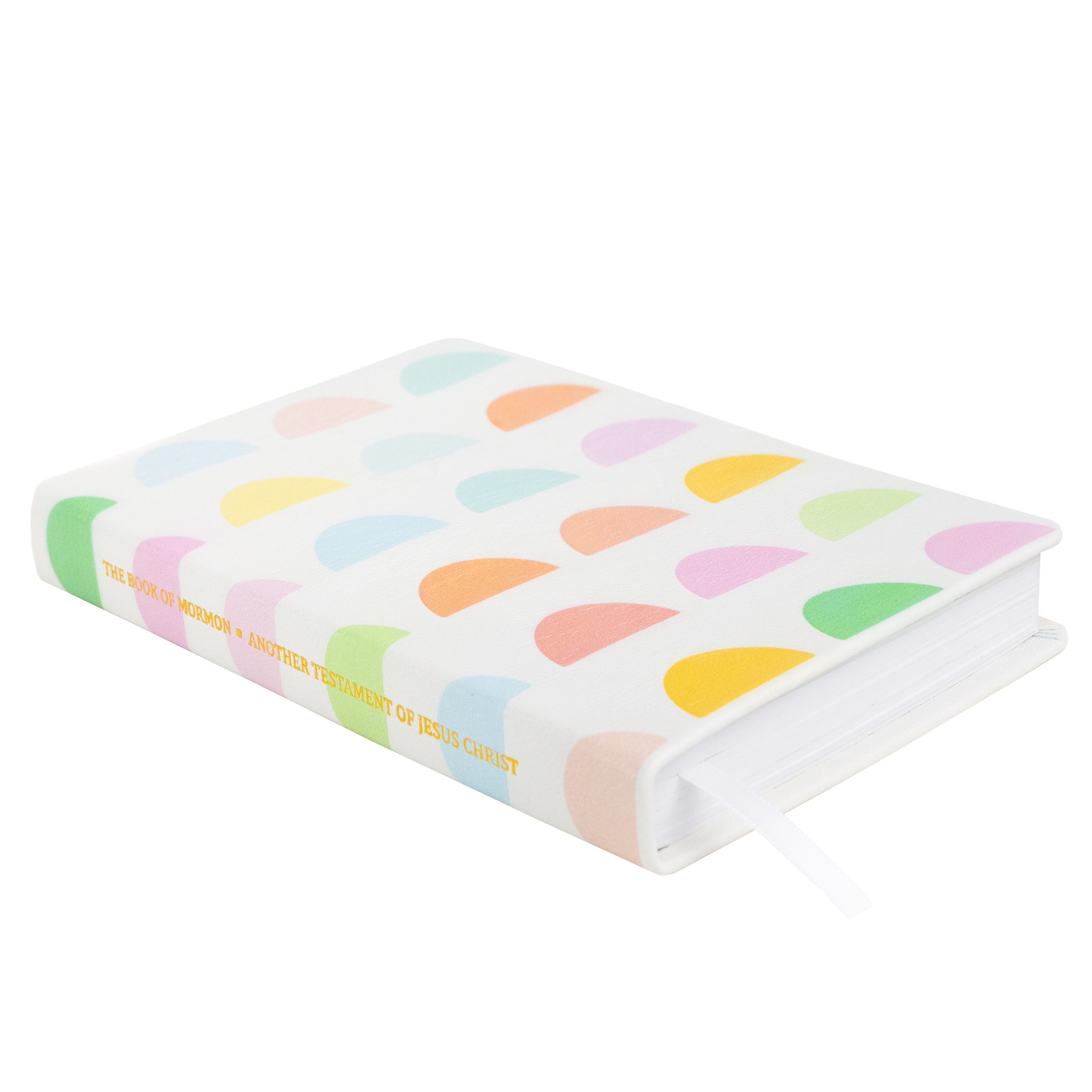 Hand-Bound Genuine Leather Book of Mormon - Gumdrop Buttons - LDP-HB-PBM-WHT-GB