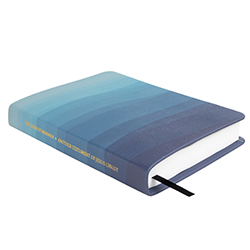 Hand-Bound Genuine Leather Book of Mormon - Ocean Depths blue scriptures, blue pattern, 