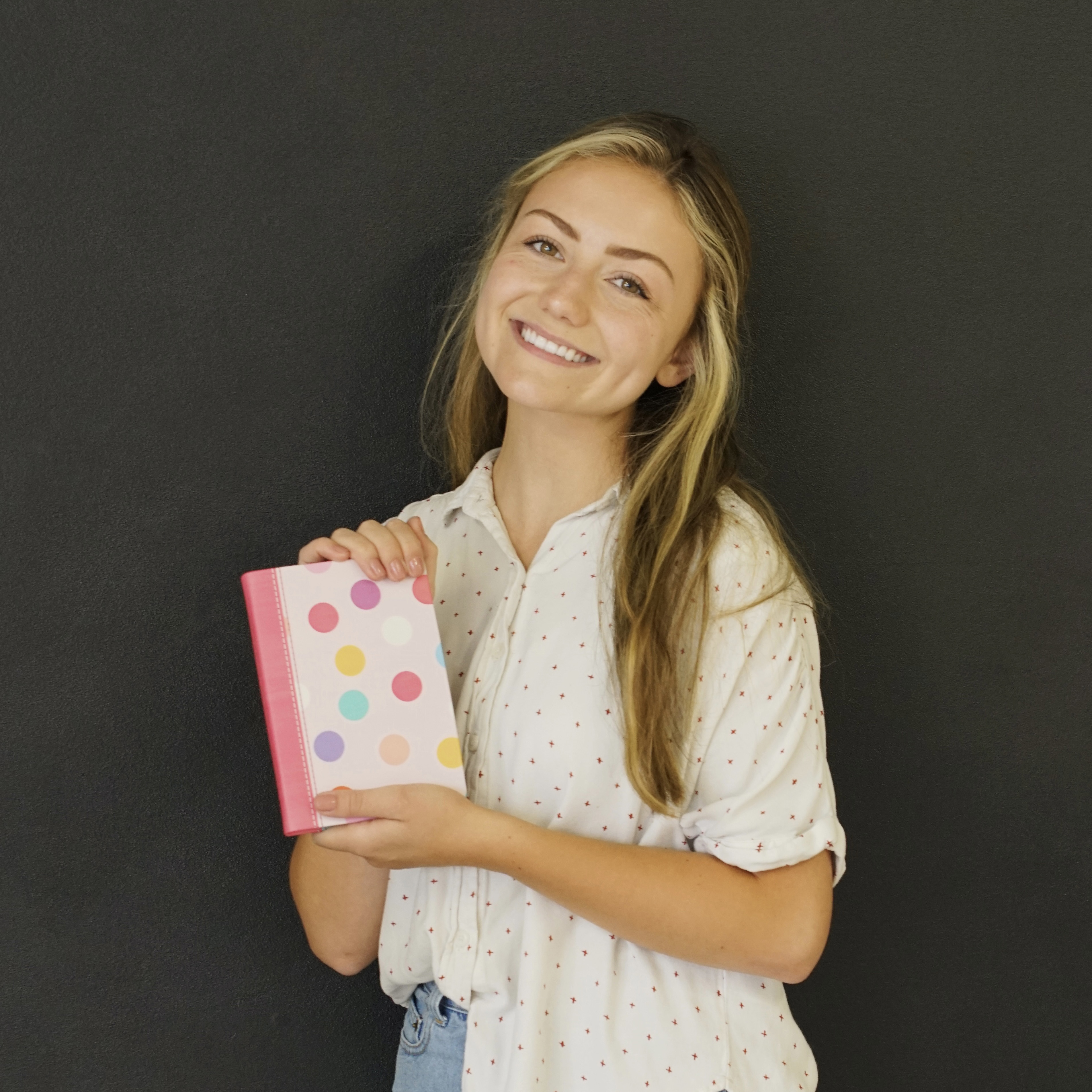 Hand-Bound Genuine Leather Book of Mormon - Polka Dot Party - LDP-HB-PBM-WHT-PDP