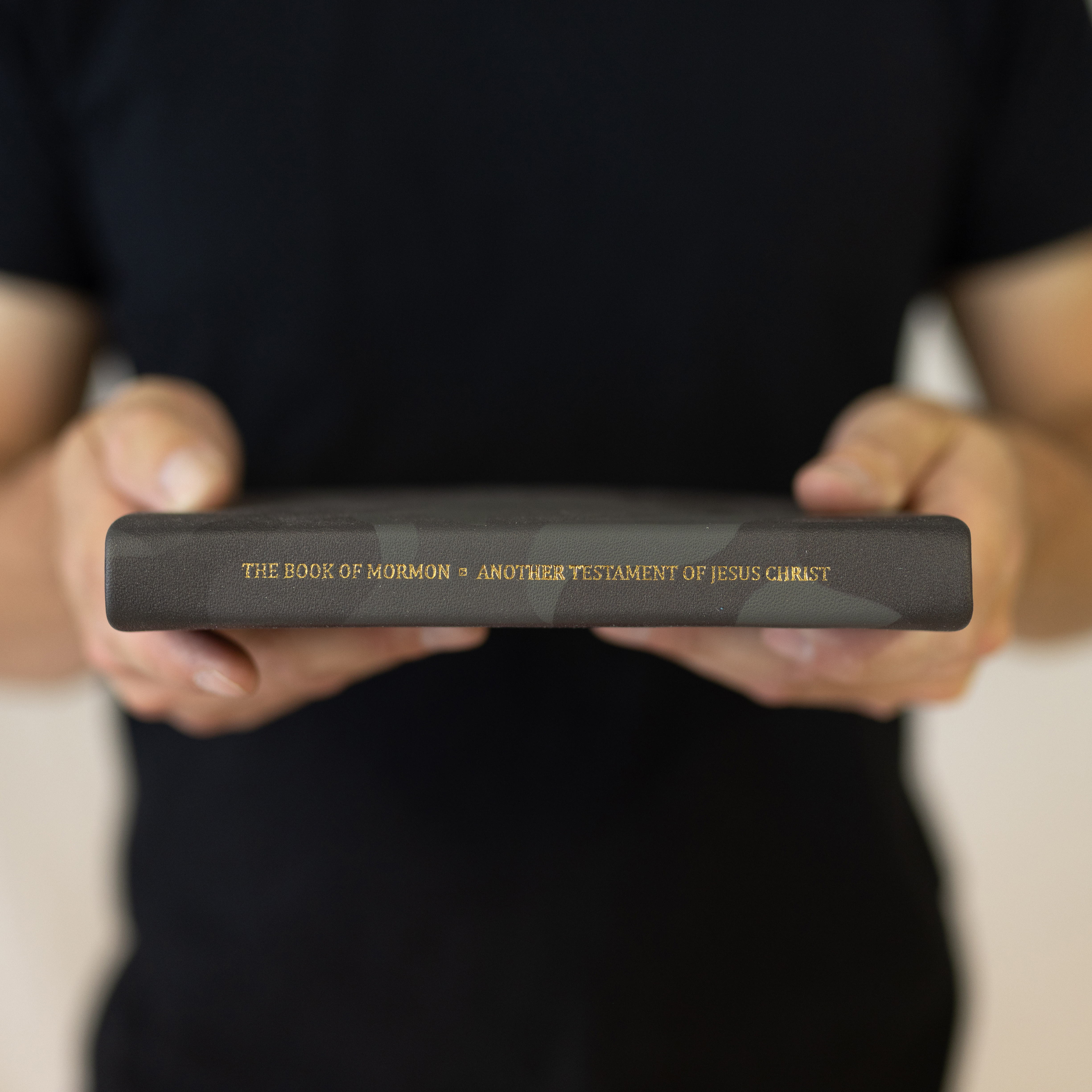 Hand-Bound Genuine Leather Book of Mormon - Midnight Camo - LDP-HB-PBM-SGR-MDC
