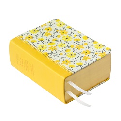 Hand-Bound Genuine Leather Quad - Buttercup Bouquet buttercup scriptures, flower scriptures, flower pattern, yellows flowers, yellow scriptures, yellow pattern, pattern scriptures, patterned scriptures, lds scriptures, scriptures
