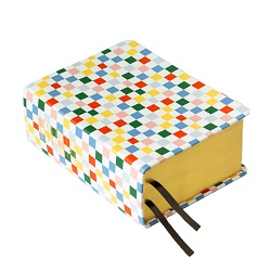 Large Hand-Bound Genuine Leather Quad - Fiesta Checkers checkers pattern, checkerboard, checkers scriptures, checkerboard scriptures, fiesta scriptures, rainbow scriptures, pattern scriptures, patterned scriptures, lds scriptures, scriptures