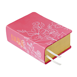 Pre-Made Hand-Bound Genuine Leather Quad - Wildflower Meadow in Pink flower scriptures, wildflower scriptures, wildflower pattern, pattern scriptures, patterned scriptures, flower, flowers
