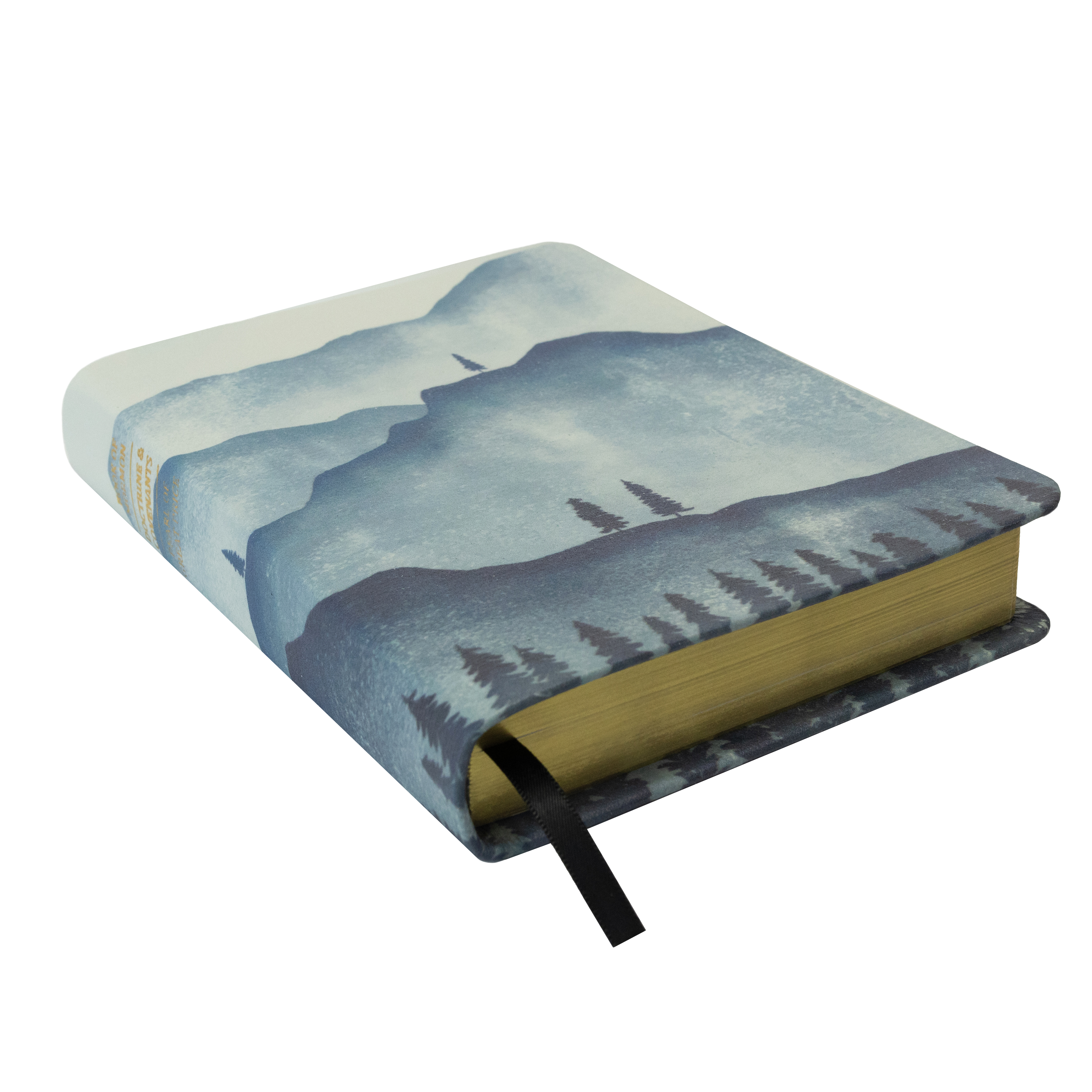 Hand-Bound Genuine Leather Triple - Mountain Mists mountain scriptures, mountain pattern, mountain pattern scriptures, mountains, pattern scriptures, patterned scriptures, blue scriptures, lds scriptures, scriptures